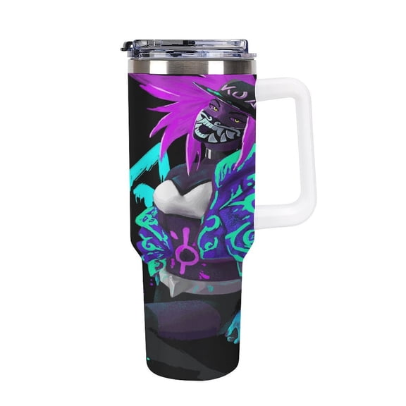 KDA Akali 40oz Large Capacity Car Cup Tumbler with Handle And Straw Lid, Insulated Stainless Steel Double Wall Vacuum Travel Mug, Leak-proof Large Capacity Car Cup,Cupholder Friendly