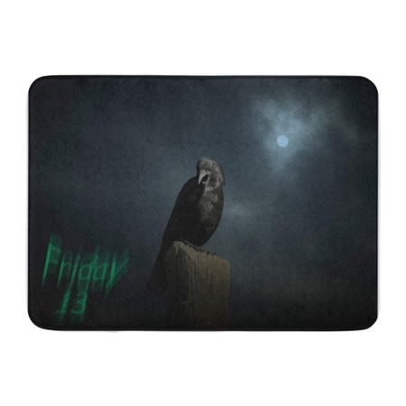 KDAGR 13Th Friday 13 Crow in Scary Overcast Full Moon Doormat Floor Rug Bath Mat 23.6x15.7 inch