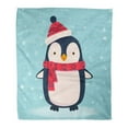 thumbnail image 1 of KDAGR 50x60 inch Super Soft Throw Blanket Flat Penguin Cartoon in Scarf and Hat Baby Bird Character Christmas Cold Cute Home Decorative Flannel Velvet Plush Blanket, 1 of 1