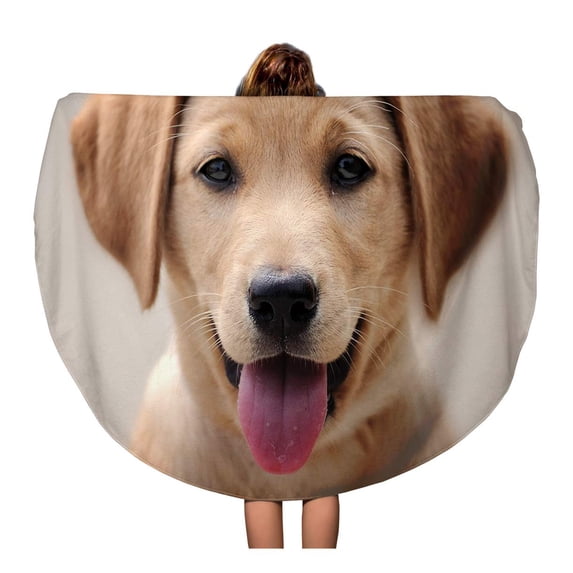 KDAGR 60 inch Round Beach Towel Blanket Brown Lab Yellow Labrador Puppy Portrait Dog Eyes Nose Travel Circle Circular Towels Mat Tapestry Beach Throw