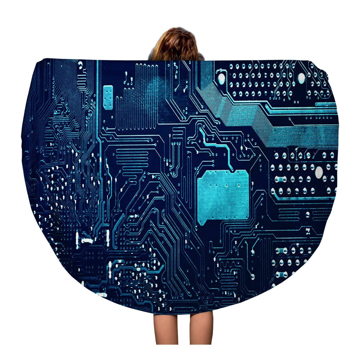 KDAGR 60 inch Round Beach Towel Blanket Circuit Board Electronic ...
