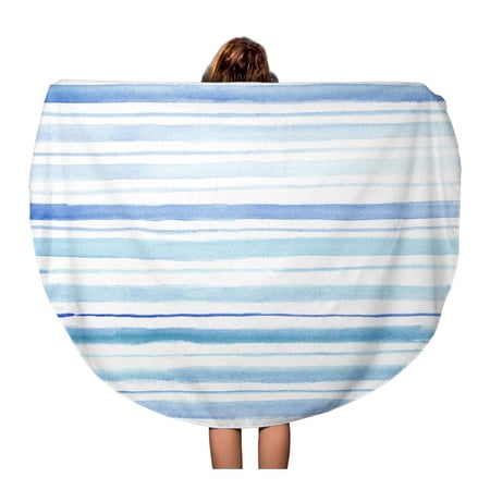 KDAGR 60 inch Round Beach Towel Blanket Colorful Water Abstract Watercolor Striped Blue Stripes Color Paint Travel Circle Circular Towels Mat Tapestry Beach Throw