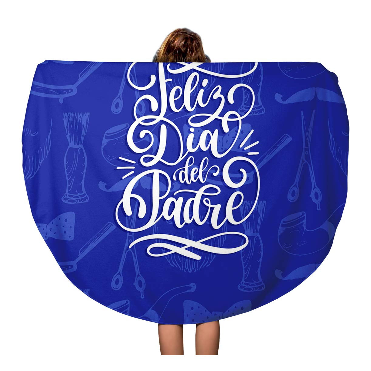 KDAGR 60 inch Round Beach Towel Blanket Feliz Dia Del Padre Spanish
