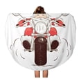 thumbnail image 1 of KDAGR 60 inch Round Beach Towel Blanket Red Motorcycle Santa Biker Claus on Chopper Christmas Rock Travel Circle Circular Towels Mat Tapestry Beach Throw, 1 of 2