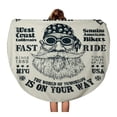 thumbnail image 1 of KDAGR 60 inch Round Beach Towel Blanket Retro Motorcycle Repair Fast Ride Bearded Biker in Sunglasses Travel Circle Circular Towels Mat Tapestry Beach Throw, 1 of 2