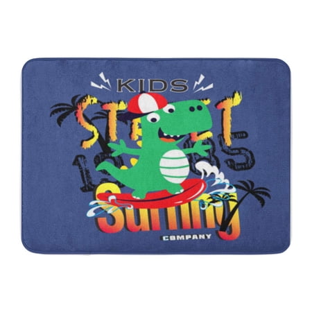 KDAGR Activity Dino Surfing Cartoon Beach Book Character Cheerful Doormat Floor Rug Bath Mat 30x18 inch