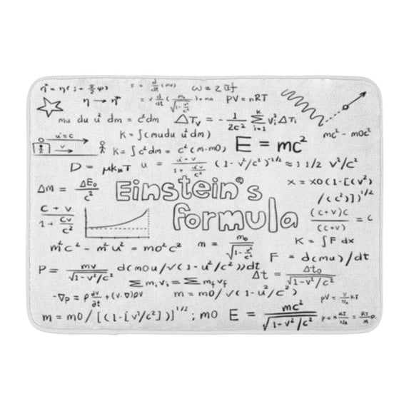KDAGR Albert Einstein Law Theory and Physics Mathematical Formula Equation Doodle Doormat Floor Rug Bath Mat 30x18 inch