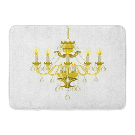 KDAGR Antique Golden Vintage Chandelier Candles Baroque Bronze Crystal Doormat Floor Rug Bath Mat 23.6x15.7 inch