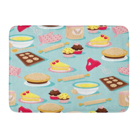 KDAGR Baked Cute Retro Inspired Baking Biscuit Bowl Cake Cartoon Cooking Doormat Floor Rug Bath Mat 23.6x15.7 inch