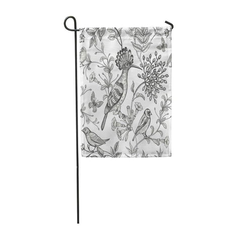 KDAGR Birds and Flowers Unusual Motives of Nature Oriental Garden Flag Decorative Flag House Banner 12x18 inch