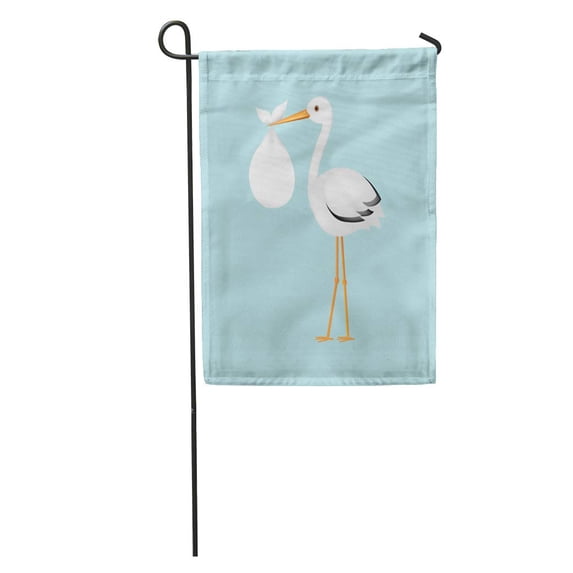 KDAGR Birth Stork Baby Announcement Boy Mother Bird Birthday Born Garden Flag Decorative Flag House Banner 28x40 inch