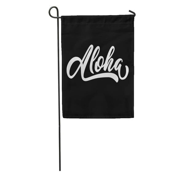 KDAGR Black Aloha Hand Lettering Custom Drawn Letters Hawaiian Language Greeting Garden Flag Decorative Flag House Banner 12x18 inch
