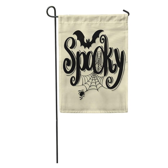 KDAGR Black Spooky Lettering Bats and Spider Holiday for Halloween Calligraphic Garden Flag Decorative Flag House Banner 12x18 inch