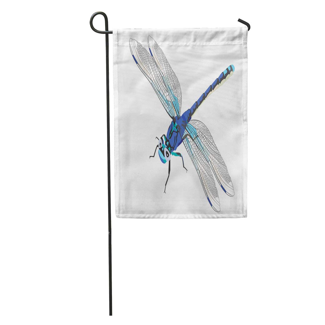 Fly Insect Flag KDAGR Blue Beautiful Dragonfly Colorful Wings Insect Garden Flag ...