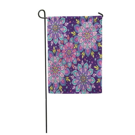 KDAGR Blue Chic in Boho Bright Colors Mandala Pattern Colorful Garden Flag Decorative Flag House Banner 12x18 inch