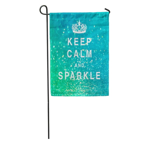 KDAGR Blue Crown Blurred The Basis and Inscription Keep Calm Sparkle Garden Flag Decorative Flag House Banner 12x18 inch