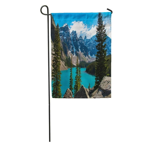 KDAGR Blue Landscape Beautiful Moraine Lake Near Louise in Alberta The Canadian Rockies Canada Colorful Banff Garden Flag Decorative Flag House Banner 28x40 inch