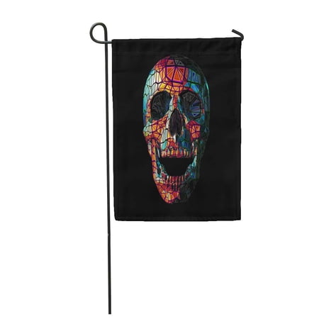KDAGR Blue Low Poly Colorful Skull in Tribe on Dark Red Garden Flag Decorative Flag House Banner 28x40 inch