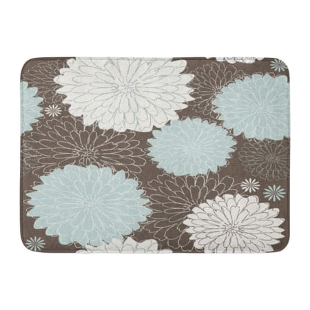 KDAGR Blue Modern Floral Pattern Brown Flower Chrysanthemum Graphic Spring Doormat Floor Rug Bath Mat 23.6x15.7 inch