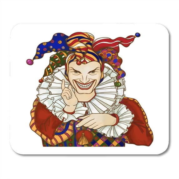 KDAGR Blue Poker Joker Playing Men in Costume Colored Red Bell Mousepad Mouse Pad Mouse Mat 9x10 inch