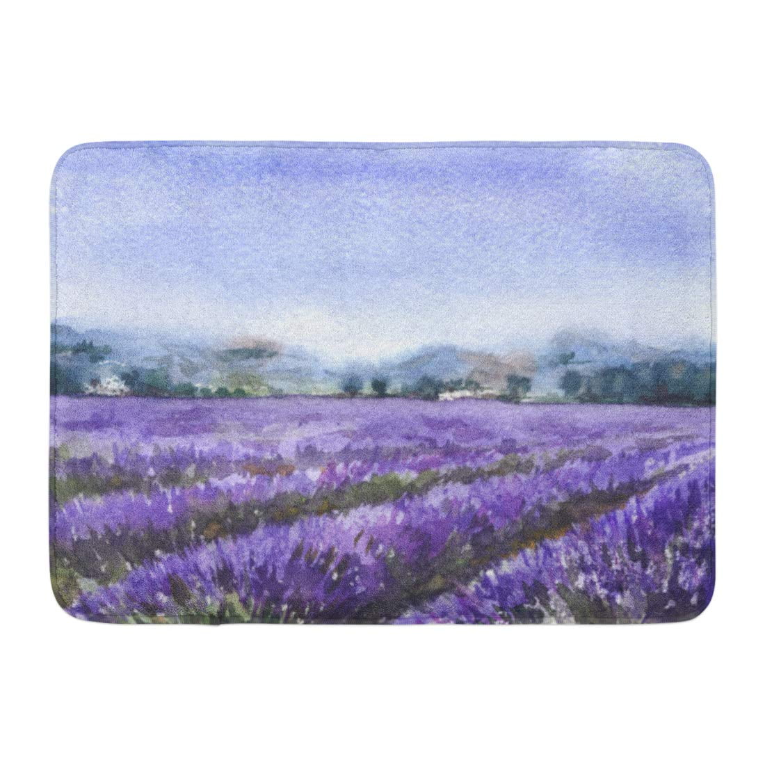 KDAGR Blue Watercolor Painting Serenity Scene Blooming Lavender Field
