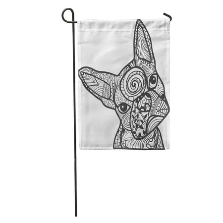 KDAGR Boston Terrier French Bulldog Doodle Coloring Page in Black Garden Flag Decorative Flag House Banner 12x18 inch