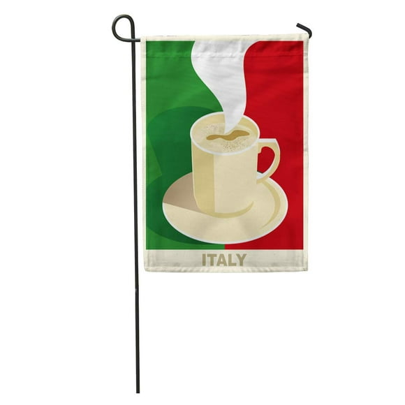 KDAGR Brown Drink Coffee Flag Italy Vintage National Cafe Restaurant Bar Green Italian Garden Flag Decorative Flag House Banner 12x18 inch