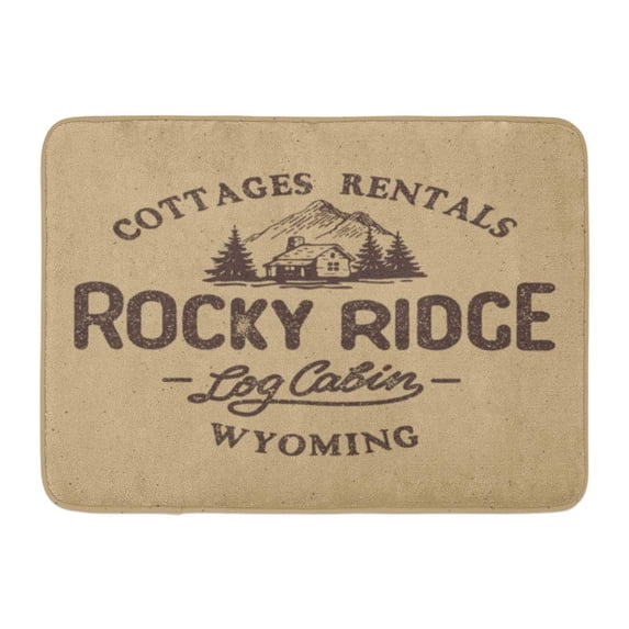 KDAGR Brown Log Hand Made Vintage Wooden Cabin and Mountain Retro Distressed Stamp Effect Lodge Doormat Floor Rug Bath Mat 23.6x15.7 inch