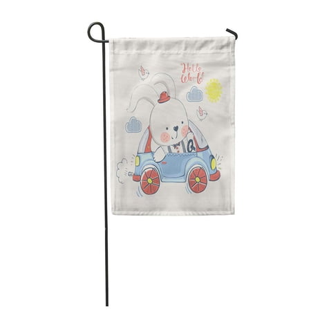 KDAGR Bunny Rabbit in Car Kid Baby Celebration Auto Garden Flag Decorative Flag House Banner 28x40 inch