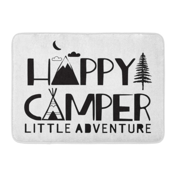 KDAGR Camp Happy Camper Adventure Arrow Baby Beach Blackandwhite Doormat Floor Rug Bath Mat 23.6x15.7 inch