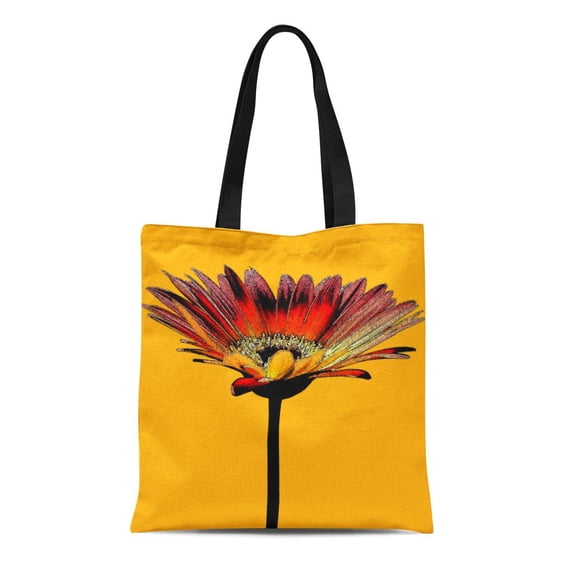 KDAGR Canvas Tote Bag Abstract Gerbera Daisy Watercolor Artful Flowers Jaguarjuliedesigns Jaguar Julie Reusable Handbag Shoulder Grocery Shopping Bags
