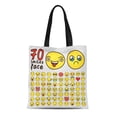 thumbnail image 1 of KDAGR Canvas Tote Bag Angry of 70 Yellow Different Smiley Face Bored Calm Reusable Shoulder Grocery Shopping Bags Handbag, 1 of 1
