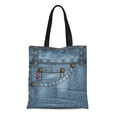 thumbnail image 1 of KDAGR Canvas Tote Bag Blue Washed Denim Jeans Pocket Rivets Stitches and Folds Durable Reusable Shopping Shoulder Grocery Bag, 1 of 1