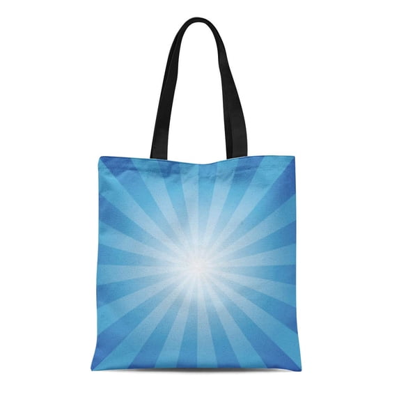 KDAGR Canvas Tote Bag Burst Blue Sun Rays and Blackground Starburst Blast Light Durable Reusable Shopping Shoulder Grocery Bag