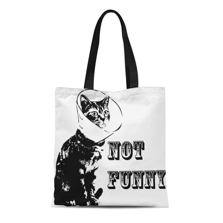 KDAGR Canvas Tote Bag Cat Not Funny Reusable Collar Poorly Vet Get Well Reusable Handbag Shoulder Grocery Shopping Bags