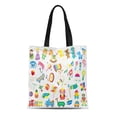 thumbnail image 1 of KDAGR Canvas Tote Bag Colorful Kid Variety of Children Toys Baby Child Doll Durable Reusable Shopping Shoulder Grocery Bag, 1 of 1