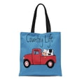 thumbnail image 1 of KDAGR Canvas Tote Bag Cute Little Red Truck Country Cow 16 Fun Farm Reusable Handbag Shoulder Grocery Shopping Bags, 1 of 1