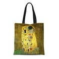 thumbnail image 1 of KDAGR Canvas Tote Bag Fine Kiss By Gustav Klimt Nouveau Popular Reusable Handbag Shoulder Grocery Shopping Bags, 1 of 1