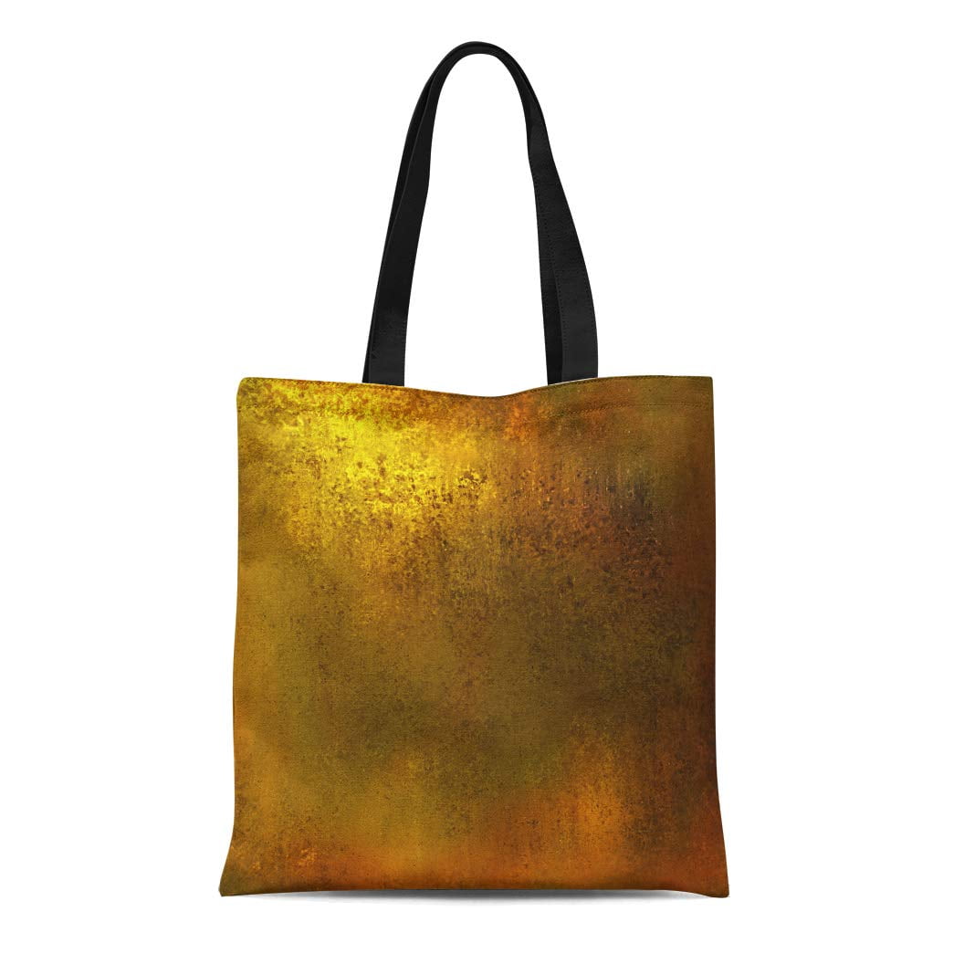 KDAGR Canvas Tote Bag Gold Abstract Yellow Warm Brown Color Tone