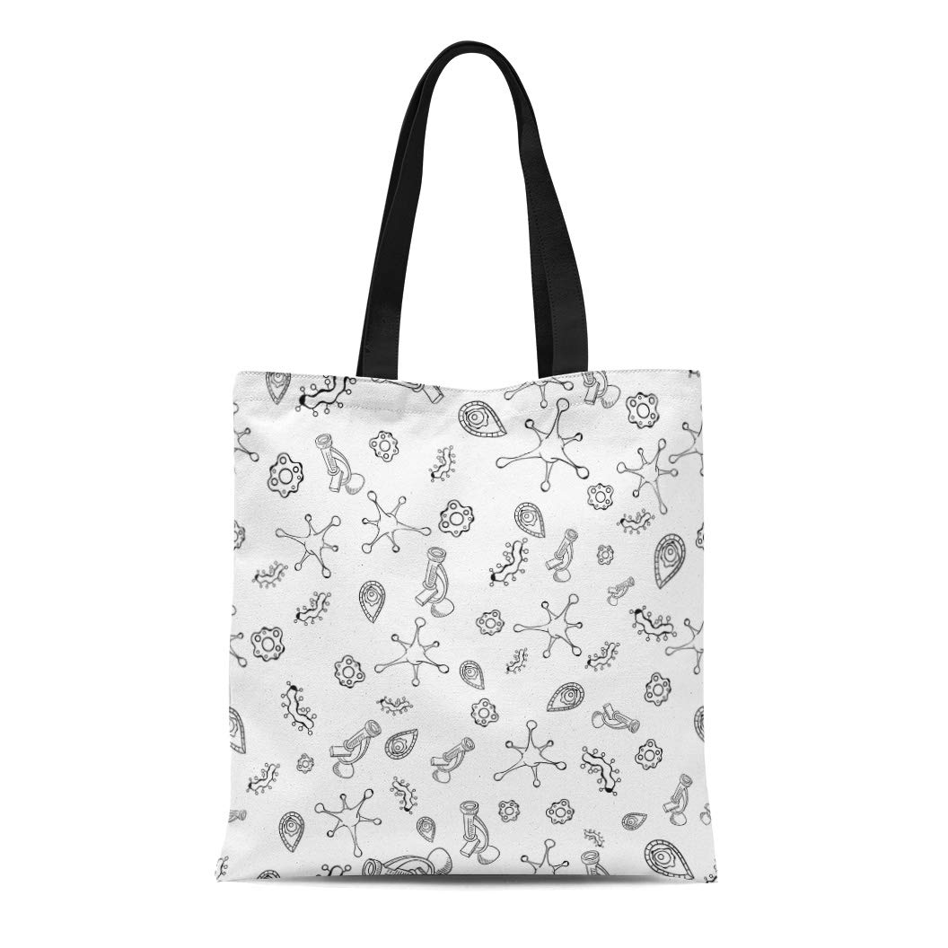 KDAGR Canvas Tote Bag Lab Science Funny Doodle Pack Pattern Bacteria