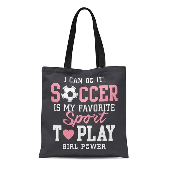 KDAGR Canvas Tote Bag Pink Sport Soccer Football Girl Tee Graphics Team Academy Durable Reusable Shopping Shoulder Grocery Bag