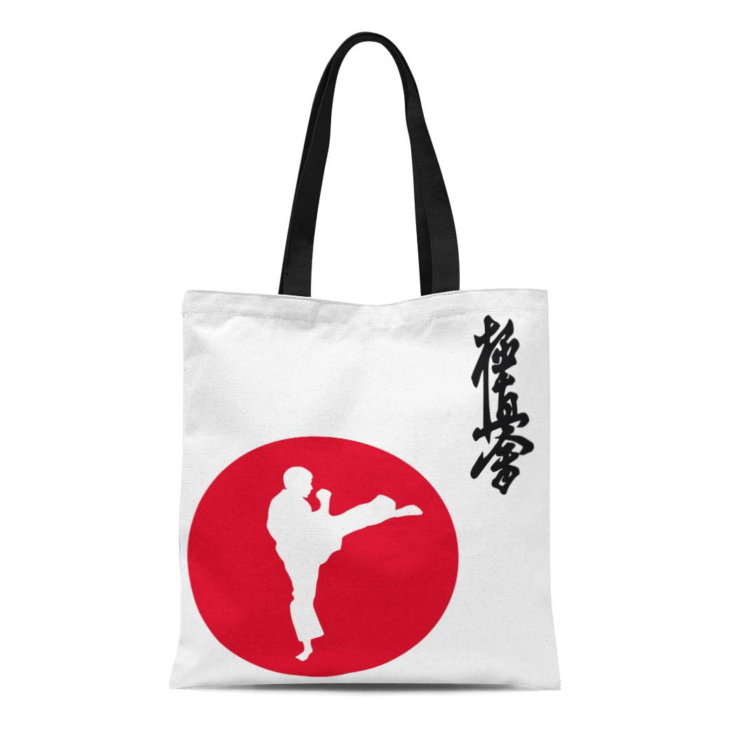 KDAGR Canvas Tote Bag Silhouette Karate Actions Adult Arts Belt Black ...