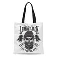thumbnail image 1 of KDAGR Canvas Tote Bag Vintage Hipster Lumberjack Emblem Crossed Axes Behind the Skull Durable Reusable Shopping Shoulder Grocery Bag, 1 of 1