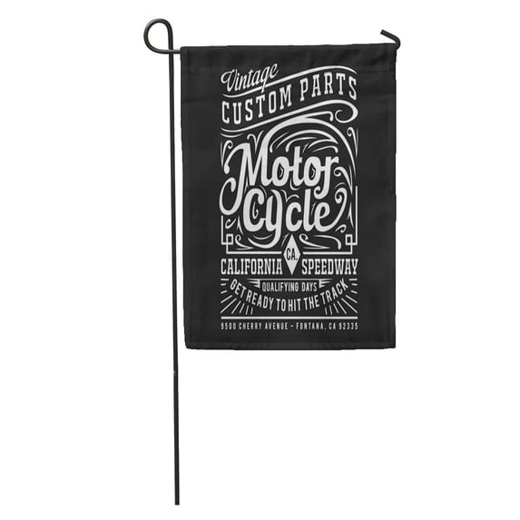 KDAGR Car Motorcycle Graphics Classic Vintage Automotive Badge Black College Damaged Garden Flag Decorative Flag House Banner 12x18 inch