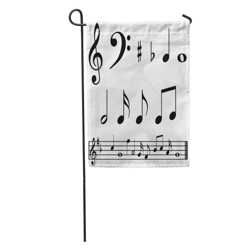KDAGR Clef Music Notes and Symbols Bar Treble Score Bass Whole Garden Flag Decorative Flag House Banner 28x40 inch - image 1 of 2