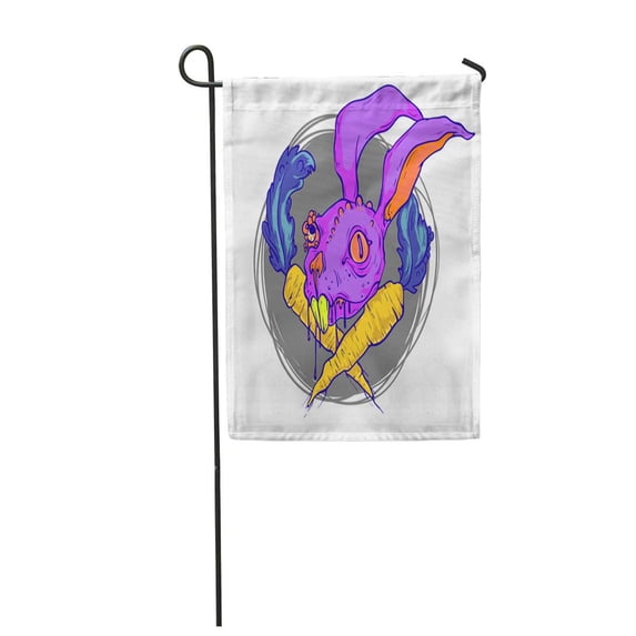 KDAGR Colorful Acid Rabbit Head Zombies Two Carrots Bright Colored Garden Flag Decorative Flag House Banner 12x18 inch