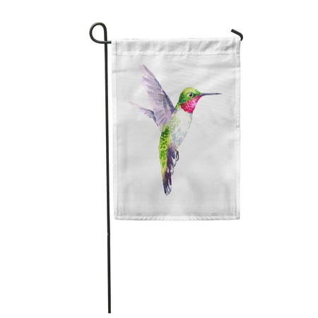 KDAGR Colorful Air Watercolor Bird Hummingbird Flying Summer Garden Green Artistic Garden Flag Decorative Flag House Banner 12x18 inch