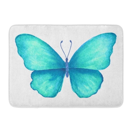 KDAGR Colorful Birthday Turquoise Summer Butterfly Watercolor Drawing Happy Sky Doormat Floor Rug Bath Mat 23.6x15.7 inch