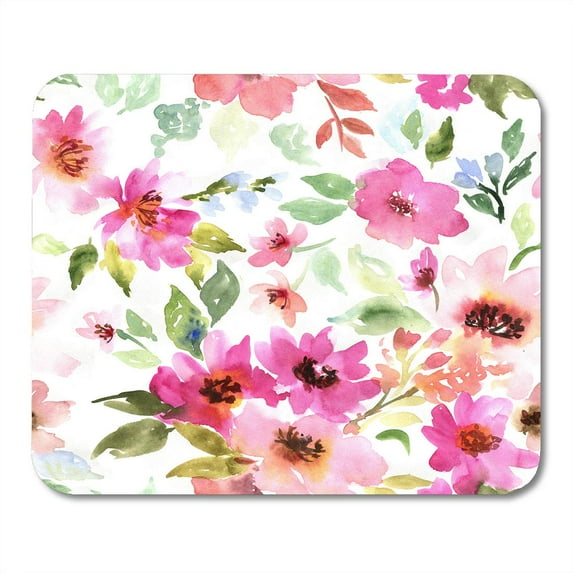 KDAGR Colorful Botanical Watercolor Floral Pattern Purple and Pink Bouquet on Meadow Flowers Feminine Mousepad Mouse Pad Mouse Mat 9x10 inch