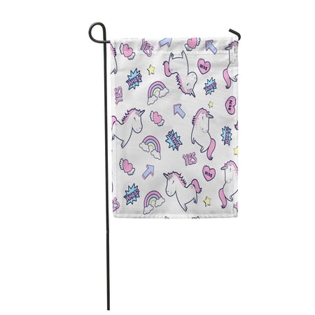 KDAGR Colorful Cute Unicorn Pattern Fantasy Girl Hand Garden Flag Decorative Flag House Banner 28x40 inch